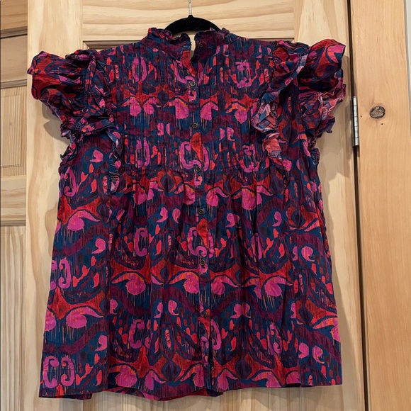 Oliphant Multicolor Ruffle Sleeve Top - Picture 2 of 2